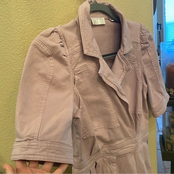 7 FOR ALL MANKIND Women Lilac Pleated Short Sleeve Denim Romper Size XS - Picture 3 of 9